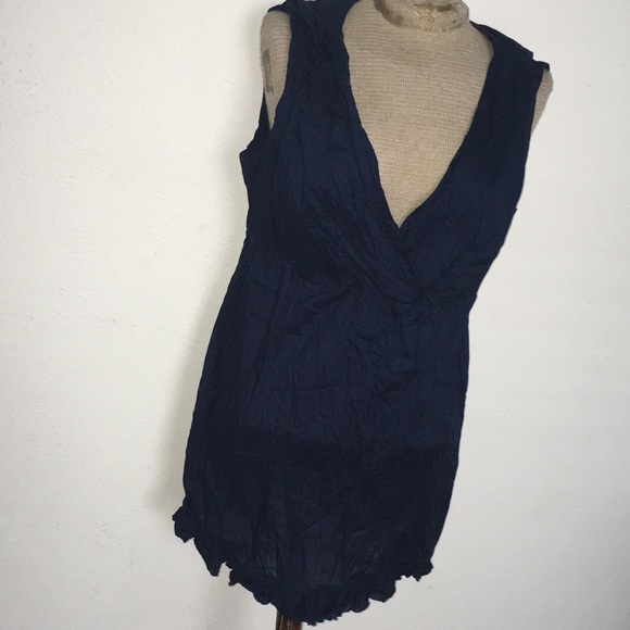 VTG Y2K PATRICK ROBINSON FOR TARGET NAVY WRAPPED SLEEVELESS COTTON BLOUSE SZ XL - Picture 2 of 6